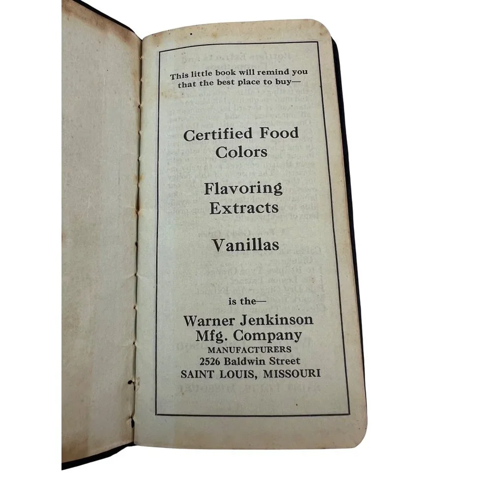 1941 Red Seal Warner-Jenkinson Pocket Diary Calendar, St. Louis Food Colors Ad